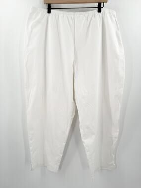 Eileen Fisher Woman Pants Size 3X White Curvy Plus Organic Cotton Side Zipper